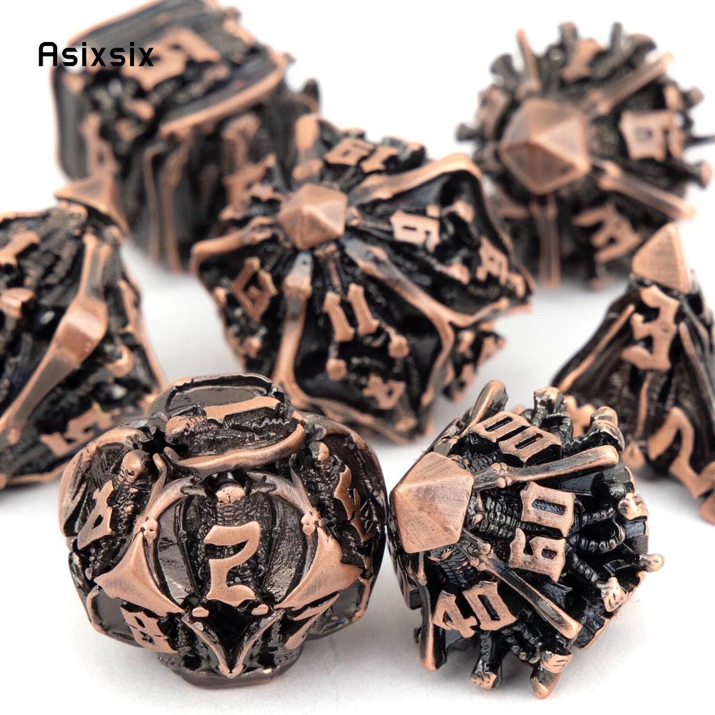 7 ks Copper Bat Kovové kostky Pevný kov Polyedrická sada kostek Vhodné pro RPG stolní hry Karetní hra
