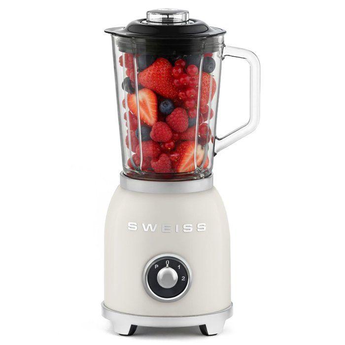 Sweiss Beige Blender Mxv8 Vintage 1,5 L 1000 W 2 Vitesses + Pulse 6 Lames Inox Bol En Verre - Neuf - Image 4