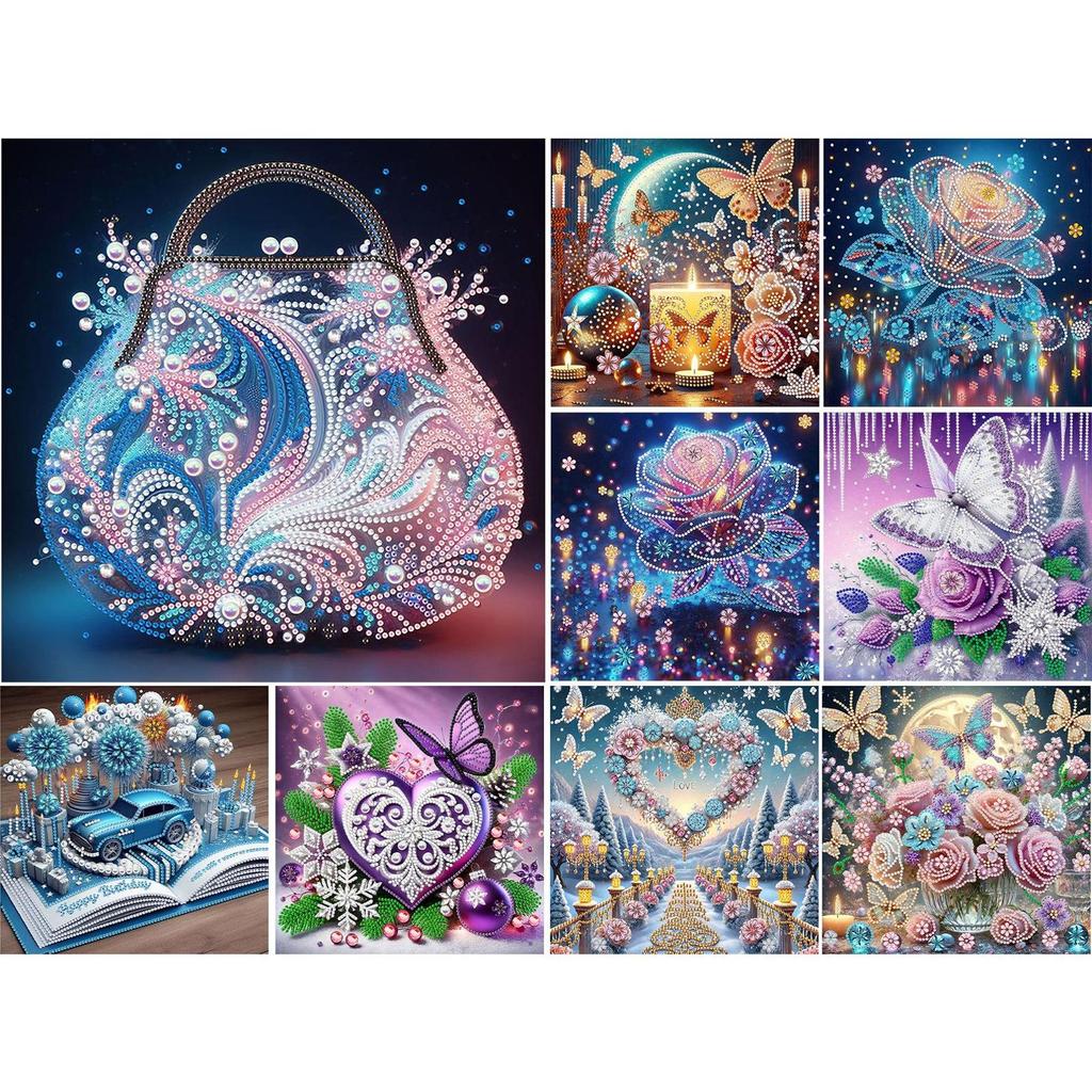 Flowers 5D DIY Diamond Art Painting Kits for Home Wall Decor Diamond Art Kits Crystal Rhinestones Diamond Painting 11.81x11.81in