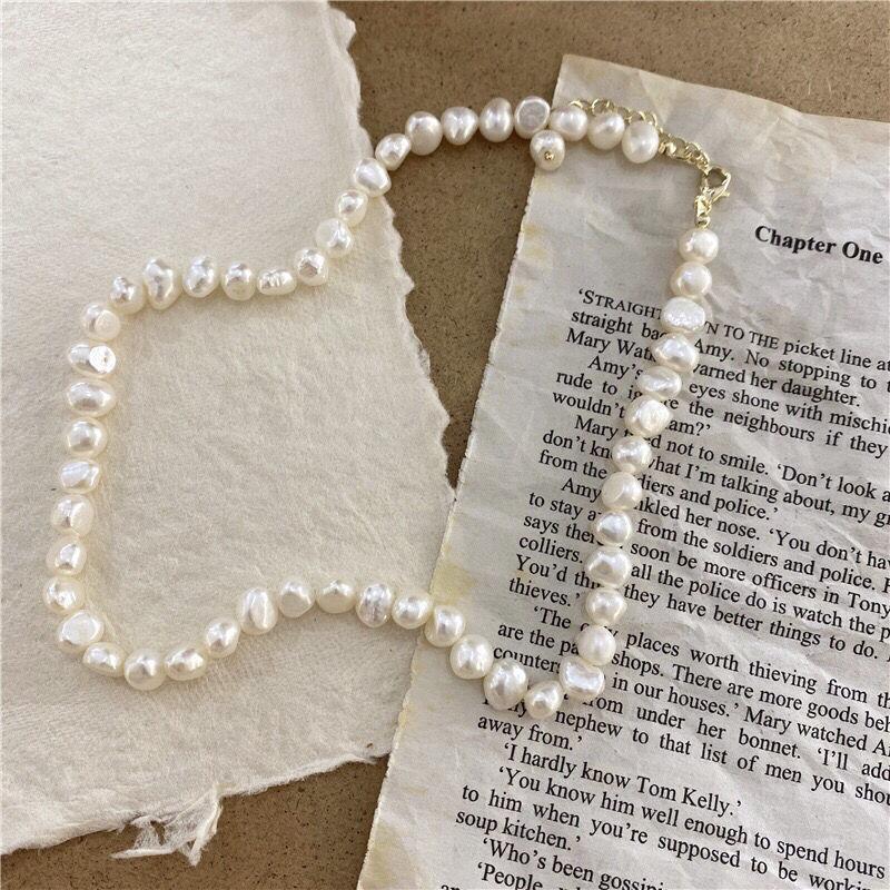 Freshwater pearl necklace, Baroque pearl necklace, Korean-style fashion necklace for women, popular among fashion bloggers and influencers, pearl