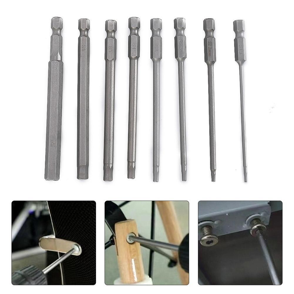 Hex Bit Set with 8 Common Metric Sizes and Heat Treated Hardness