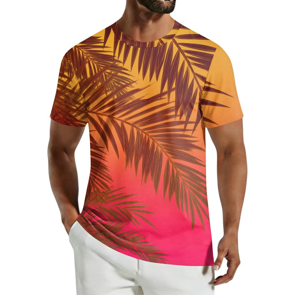 Men's Casual Hawaiian Print Short-Sleeve T-Shirt
