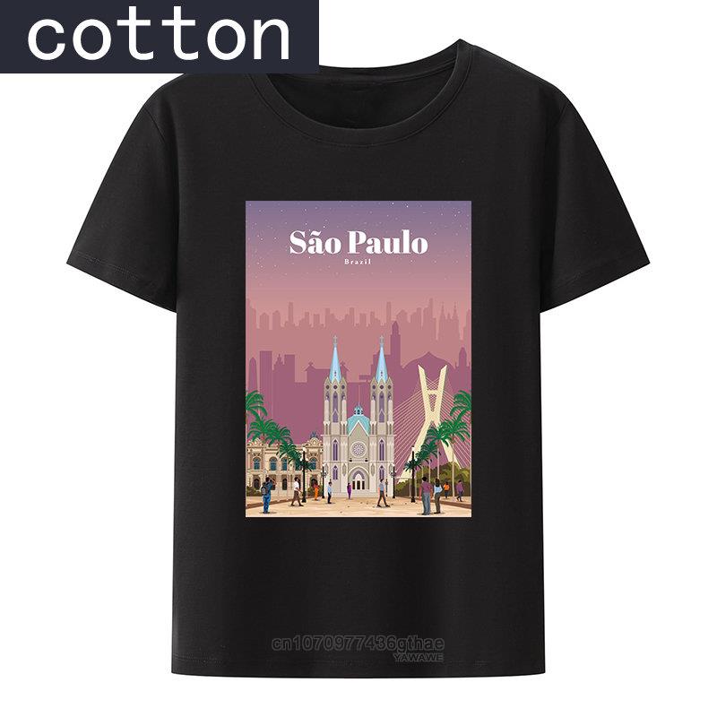 

Sao Paulo Brazil Cotton Tshirt Travel Commemorative Comic Style Y2k Tops Oneck Tees Street Fashion Tshirts Koszulki Novelty 4XL