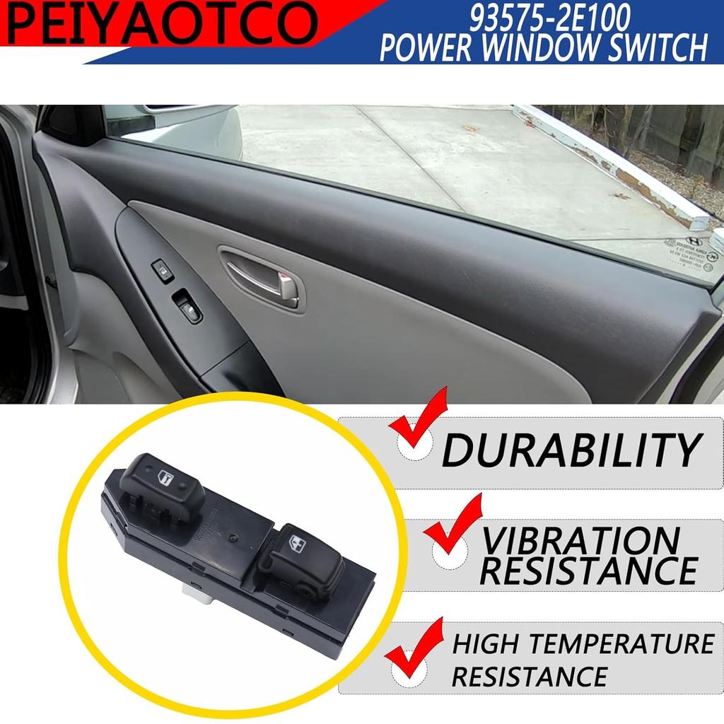 93575-2E100 Power Window Switch Fit for 2005-2010 Hyundai Tucson Lifter Car Front Right Side Door Power Window Switch Double Open