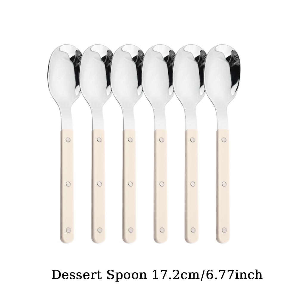 ABS Handle Rivets Decoration Cutlery Set Stainless Steels Dinner Set Green Fork Knife Spoon Western Dinnerware Kitchen Flatware