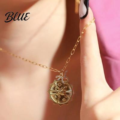 Statement Pendant Faux Moon Opal Necklace 12 Constellations Exquisite Workmanship