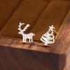 Minimalist Asymmetrical Christmas Deer Tree Earrings for Women