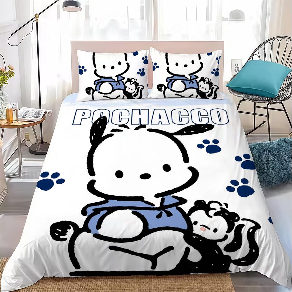 Kawaii P-Pochacco Duvet Cover Set Home Style Bedding Soft Laundry Cotton Bed 3 Piece Set Student Dormitory Gift
