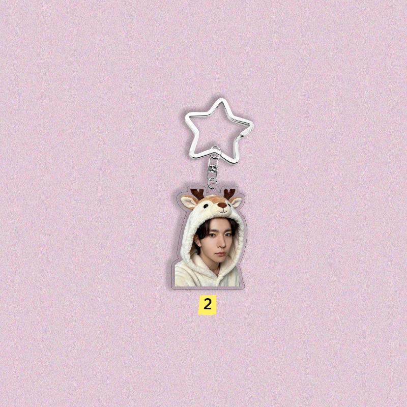 Kpop ENHYPEN Keychain Cute Plush Outfit Photo Acrylic Keyring Sunoo Jungwon Heeseung Star Shape Buckle Bag Pendant Jewelry Accessories