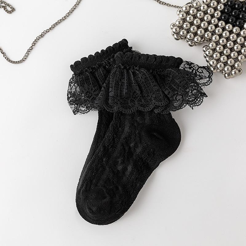 Dziewczęce skarpetki z falbankami, koronkowe, skarpetki JK Calf dla dzieci, słodkie, księżniczki, falbany, białe, czarne, kolorowe skarpetki dla dzieci, wiosna, lato