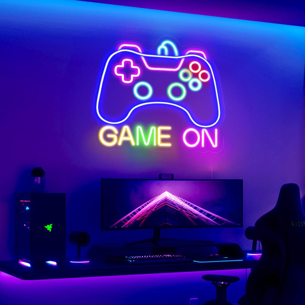 Gaming Neon Light Wall Decor for Game Room 35.8x33cm LED Atmosphere Lamp Controller Shape