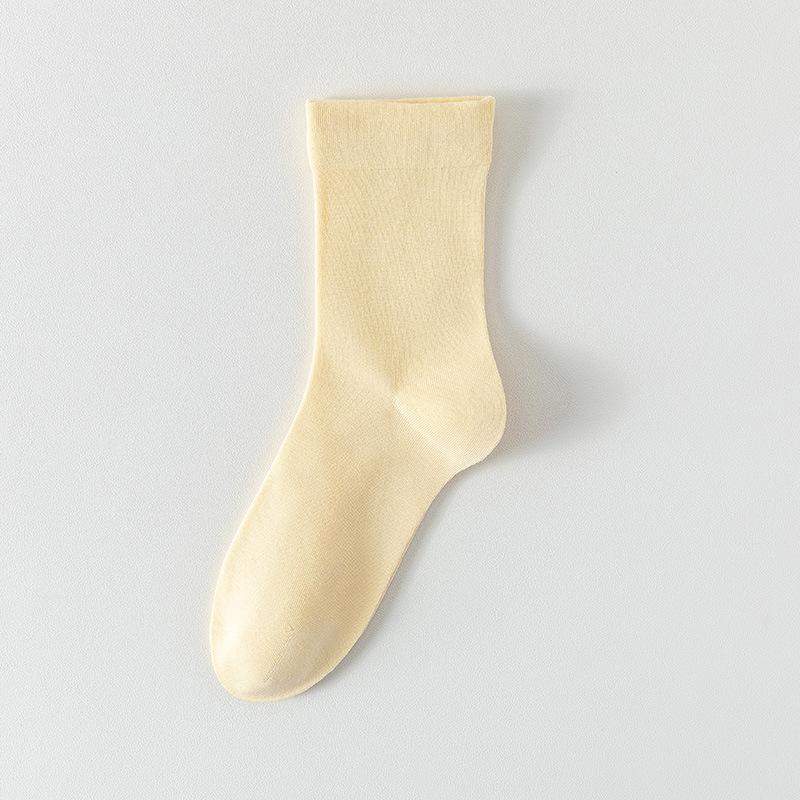 Solid Color Boneless Pile Stockings, Spring and Summer Loose Maternity Socks, Mid-calf Socks, Summer Breathable and Sweat-absorbing Cotton Socks