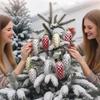 5Pcs Christmas Painted Pine Cone Balls Hanging Pendants Merry Christmas Tree Decoration for Home Xmas Ornament Gift