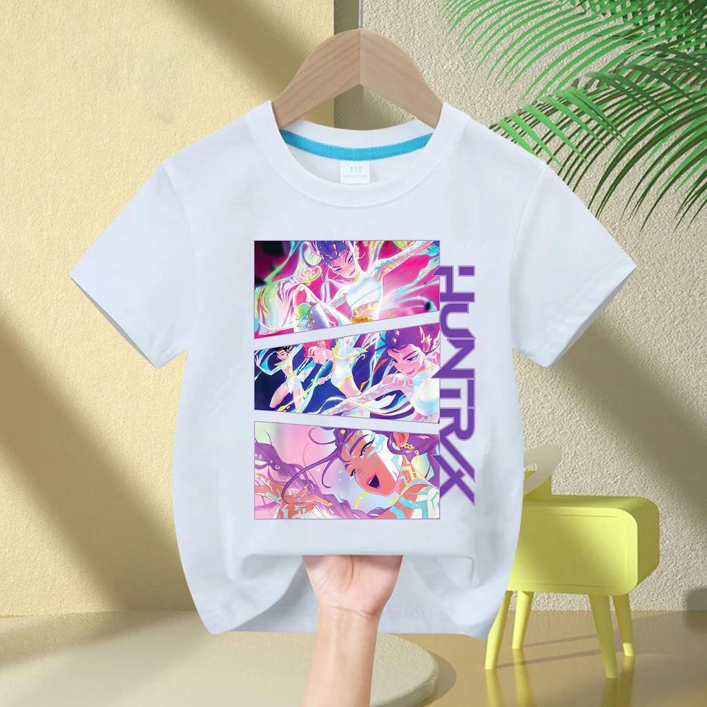 Kpop Caçadores de Demônios Roupas Infantis Camiseta de Manga Curta Camiseta Fofa Kpop Caçadores de Demônios Camiseta Harajuku para Meninos Meninas