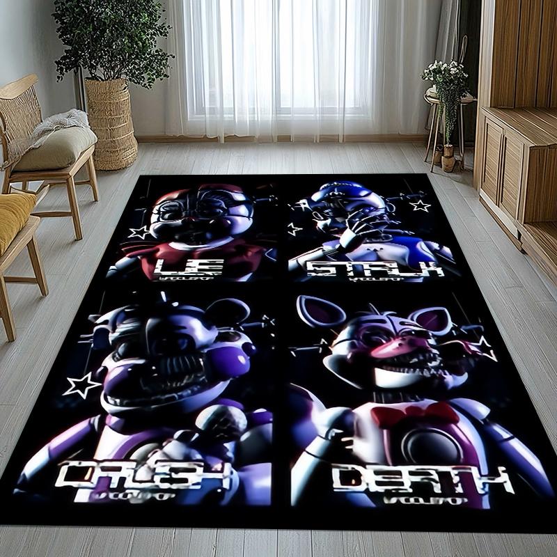 Horror Freddy F-FNAF Spiele Wohnzimmer Rutschfester Teppich Weicher Teppich für Schlafzimmer Kinderzimmer Spielzimmer Sofa, Heimdekoration Fußmatte Geschenk