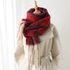 Simple Imitation Cashmere Contrasting Colors Warm Shawl Scarf Autumn And Winter Plaid Fashion Versatile Fringed Commuter Scarf