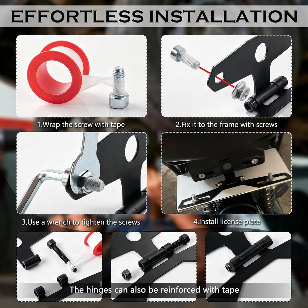 Motorcycle License Plate Bracket Adjustable,2-in-1 Motorcycle License Plate Holder for Licenses Plates/Tail Light,Universal Motorcycles Plates Mount