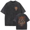 Wenn Gott für uns ist Streetwear Christlich Vintage Gewaschen T-Shirts Herren Damen Harajuku Mode Baumwolle Kurzarm T-Shirt Streetwear