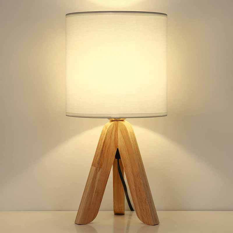 Modern Minimalist Wood Tripod Table Lamp for Hotel, Bedroom, or Study Room