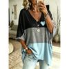 T-shirt da Donna Taglie Forti con Scollo a V e Maniche a Pipistrello Stampa Etnica Bohemien Top Largo Estivo Comodo Traspirante per il Pendolarismo Quotidiano Casual