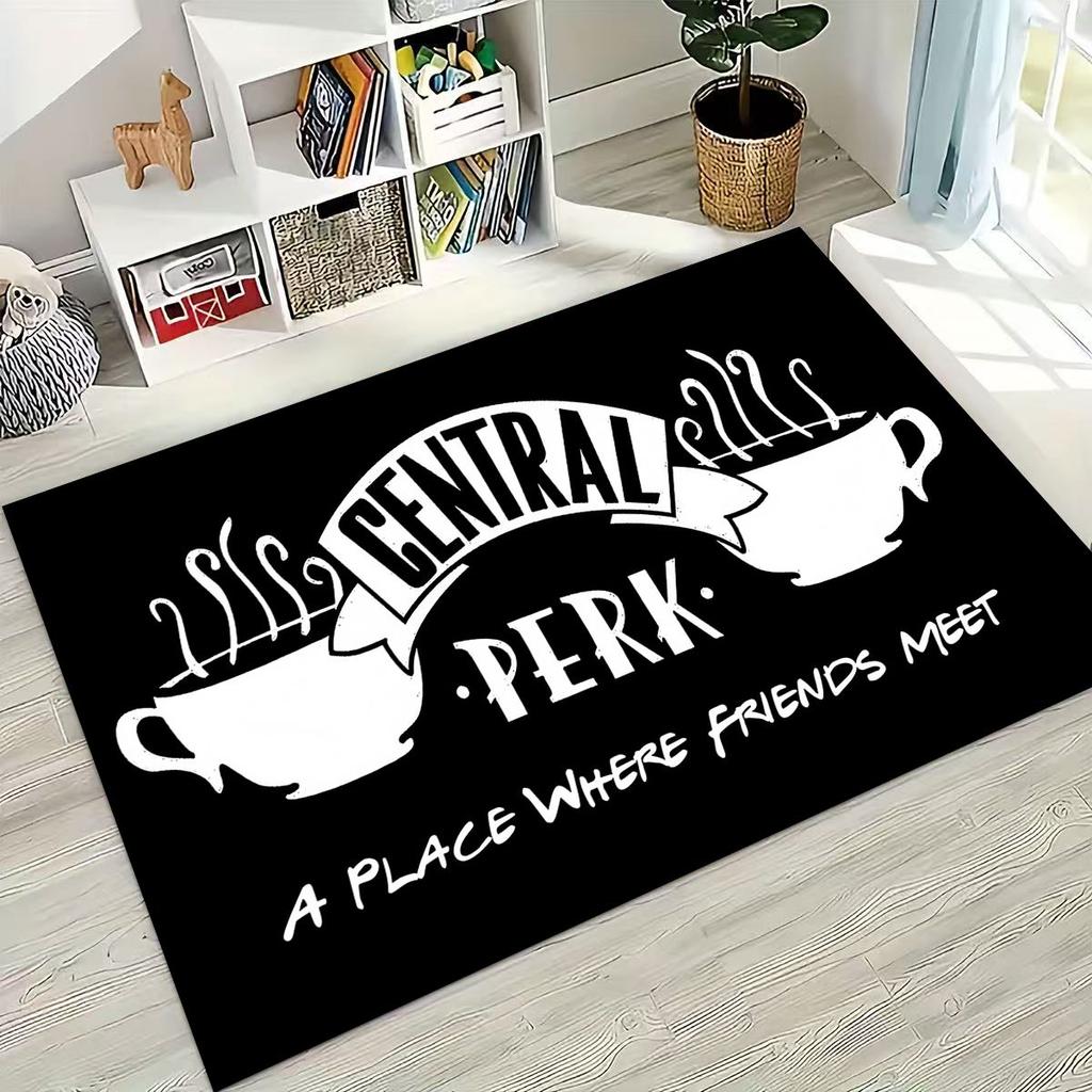 Klassisches Friends Central Perk Schild TV-Teppich für Schlafzimmer Wohnzimmer Sofa Zuhause Fußabtreter Dekor, Große rutschfeste Spielmatte für Kinder