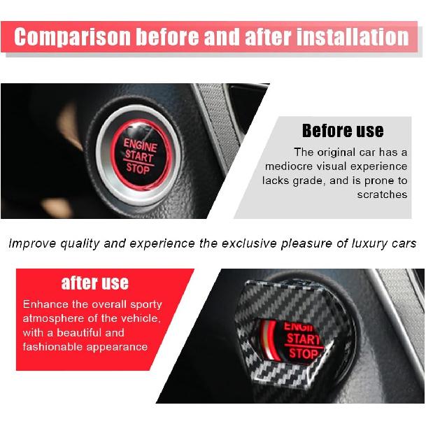 Car Engine Start/Stop Button Cover, Zinc Alloy Car Push Button Start Cover Car Power Control Trim, Universal Key Ignition Switch Protective Cover for