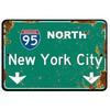 Highway Nostalgia Hub I-95 North Green Metal Sign for Vintage NYC Decor