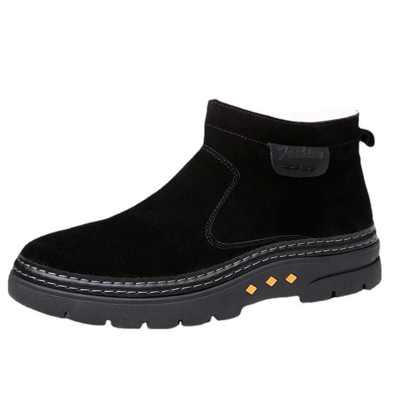 Winter Casual Sneakers Men Boots Suede Warm Snow Boots Work Casual Shoes High Top Non-slip Ankle Boot Big Size 48 Trainer Botas