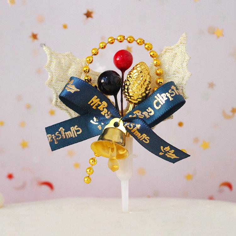 10pcs Christmas Cake Decoration Card Grass Circle Leaves Sika Deer Christmas Tree Gift Package Birthday Baking Dessert Counter Flag