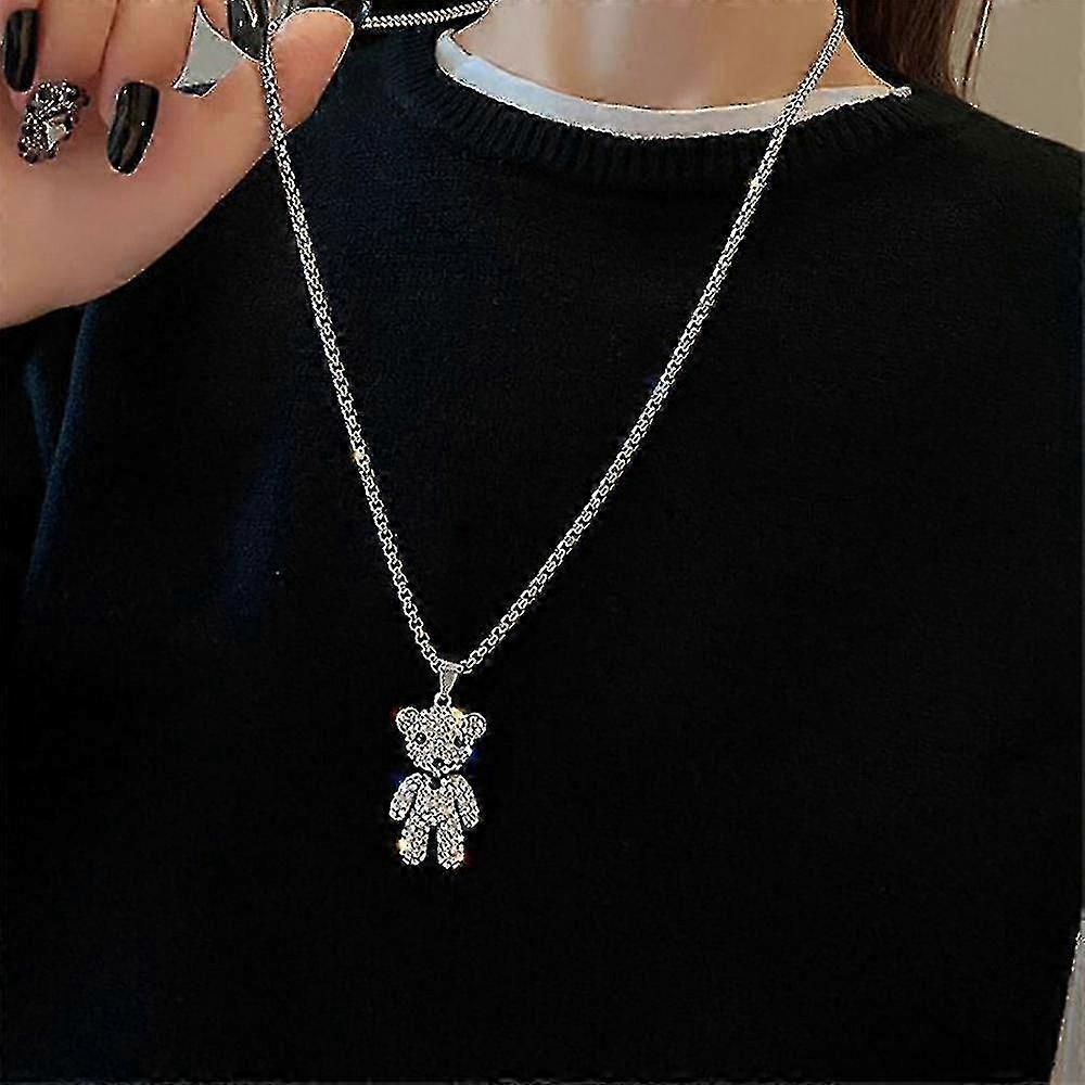 New Necklace Women's Crystal Chain Love Pendant Children's Jewelry Girl's Gift