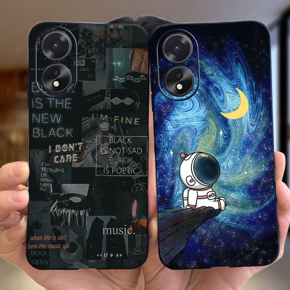 For OPPO A17 A17K Phone Case Flower Astronaut  Soft Silicone Matte Cover For Coque OPPOA17 OPPOA17K A 17 17K Fundas Shockproof