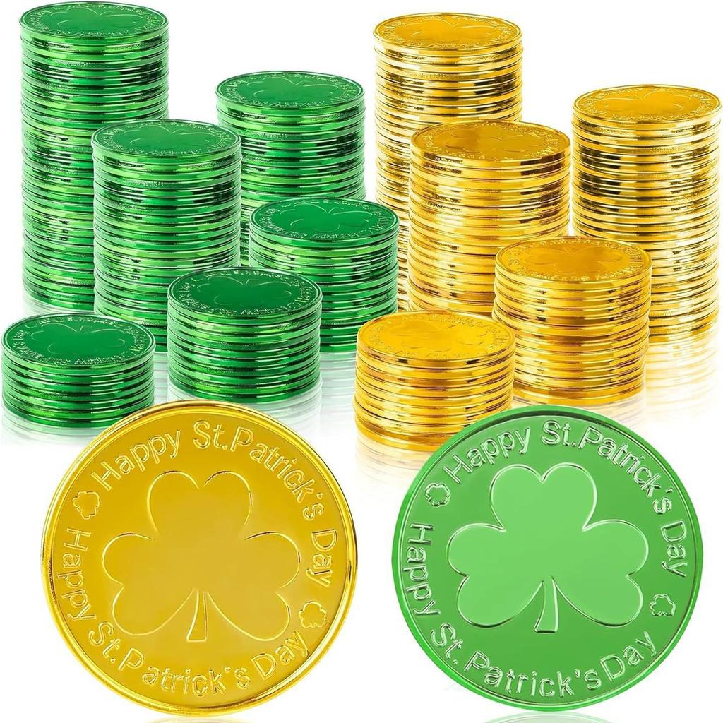 50PCS St. Patrick's Day Plastic Gold Game Chips Props Holiday Party Supplies