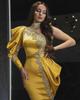 2025 Autumn European and American High Collar Gold Evening Dress for Women