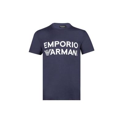 EA Series Letter Logo Print Crew Neck Short Sleeve T-Shirt Men Tops Dark-Blue 211831-3R479-4833