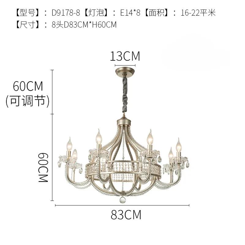 American Crystal Chandelier France Chrome Pendent Lamp For Living Room Dining Room Bedroom Lighting Home Decor Droplight