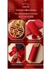 Chinese Bride's Dowry: Red Air Cushion Comb Set - Fluffy Airbag, One Pair with Gift Box for Weddings
