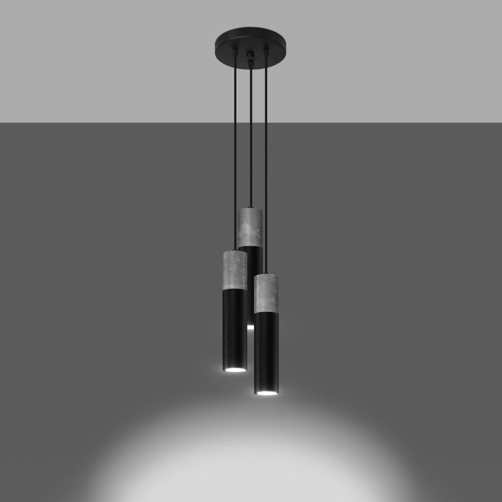 Lampa Wisząca Borigio 3 Gu10 Czarny Beton Sollux Sl.1081