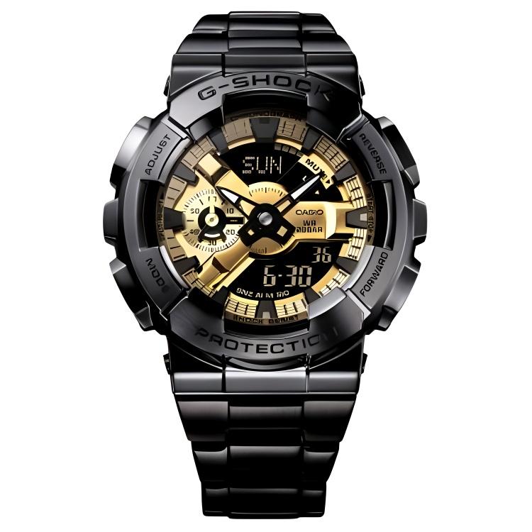 CASIO G STEEL Collection Dual Display Disk Quartz Movement Stainless Steel Strap Watch Men s Watches GM-110BD-1A9 Gold Dial