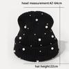 Autumn and Winter Fashionable Solid Color Keep Warm Rhinestone Pearls Knitting Hat Women Rivet Versatile No Eaves Pullover Hat