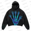 Amerikan Punk Kurukafa 3D Baskılı Kısa Kapüşonlu Sweatshirt Bol Kesim Erkek Kadın Sokak Giyimi