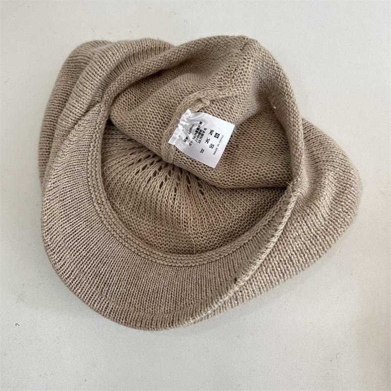 Retro Old Money Wind Big Head Circumference Cap Women's Autumn and Winter Warm Wool Knitted Octagonal Hat Fashionable Neutral Dad Hat