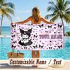 Custom Text Beach Towel, Soft Absorbent Swimming Multi-use TowelKuromi