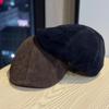 Japanese-style versatile beret for large head sizes, makes the face look smaller, can be worn backwards, painter's hat, autumn and winter retro suede