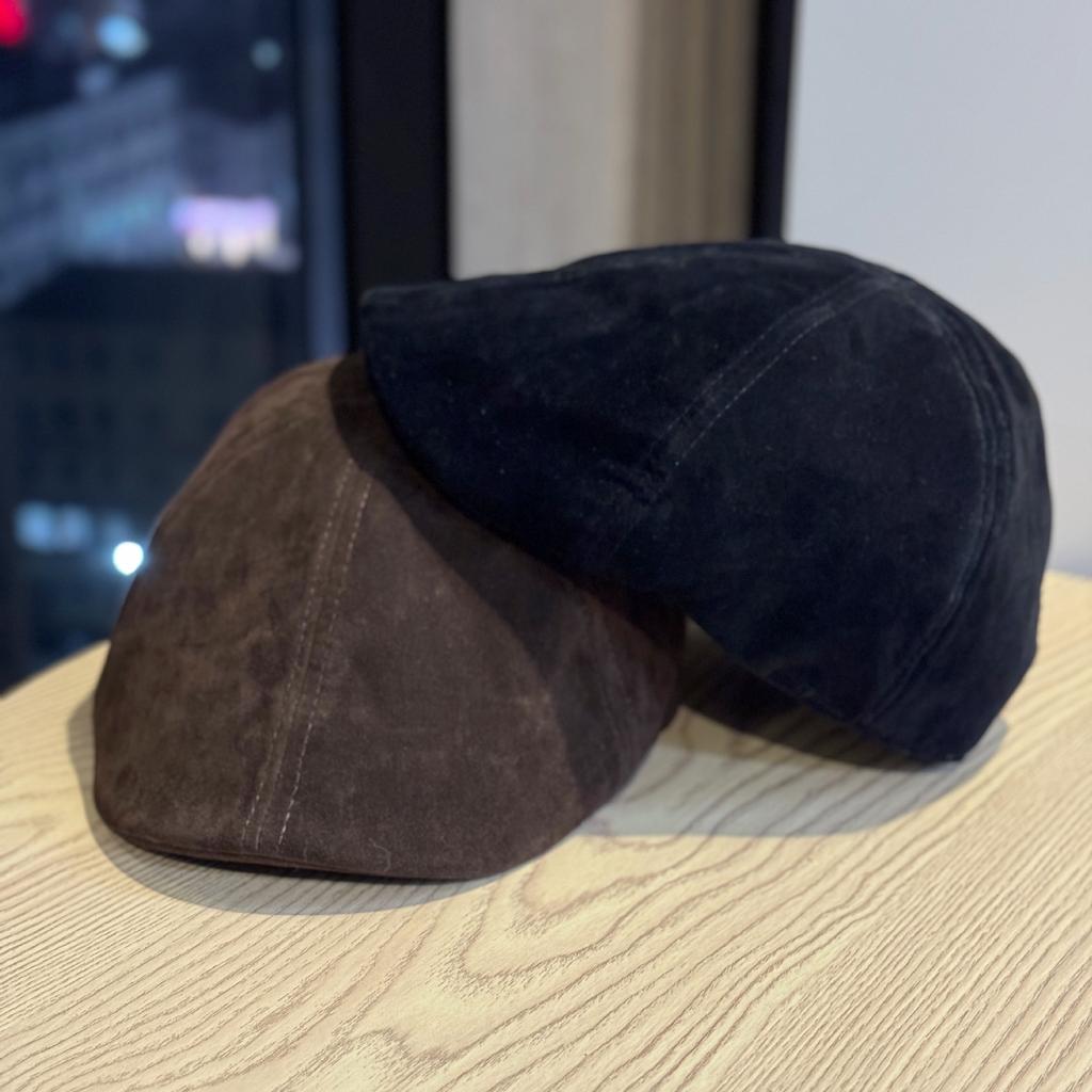 Japanese-style versatile beret for large head sizes, makes the face look smaller, can be worn backwards, painter's hat, autumn and winter retro suede