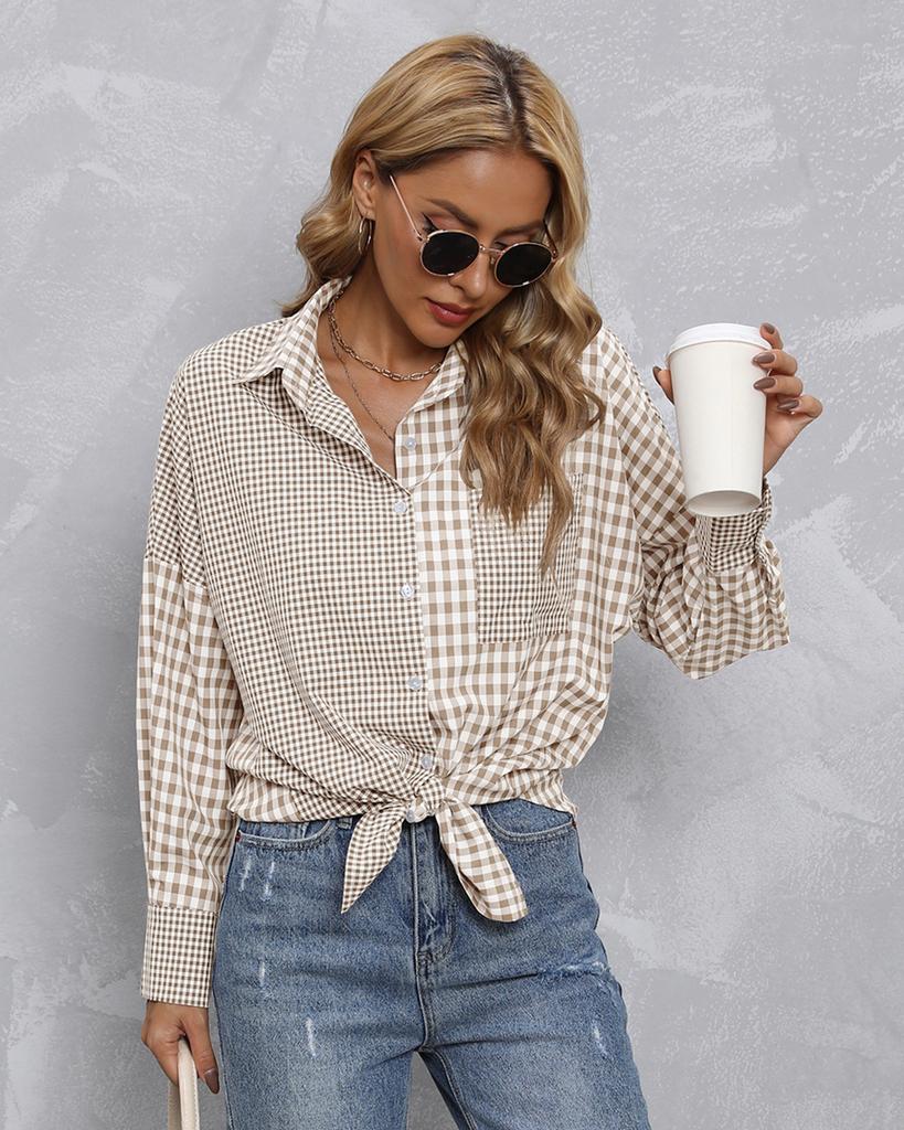 Women's Casual Plaid Shirt Long Sleeve Loose Fit Button Down Top with Multiple Color Options