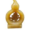 Natural Jade Rice Yellow Gourd Fu Lu Shou Ornament, Handheld Carving for Living Room