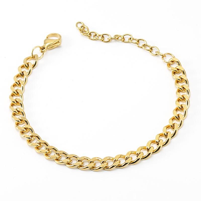 

Модная кубинская цепочка из нержавеющей стали 18 карат, персонализированный браслет из титановой стали в стиле хип-хоп, простая цепочка 18K