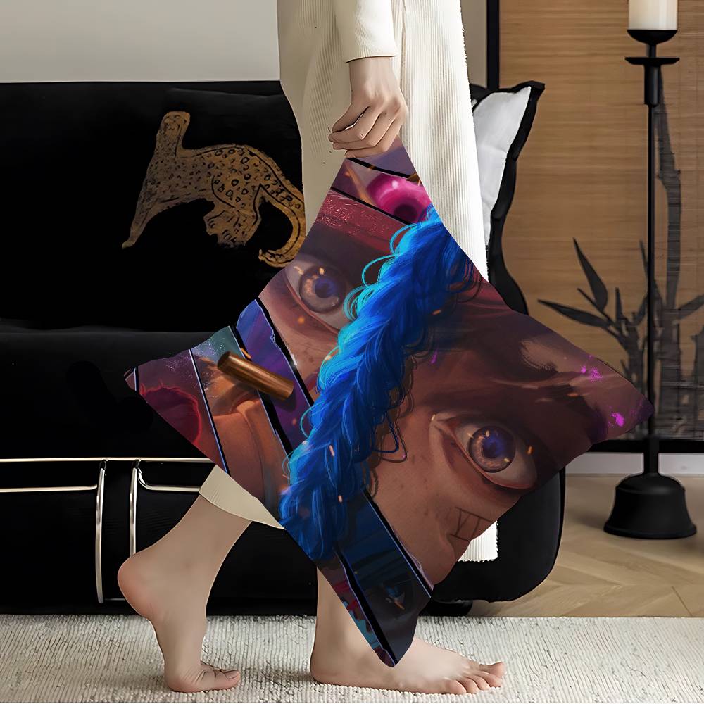 

League game of Legends Jinx Pillowcase toon Gift Cushion Cover Bedroom Home Sofa Chair Seat Decor pillow case 12x12Inch