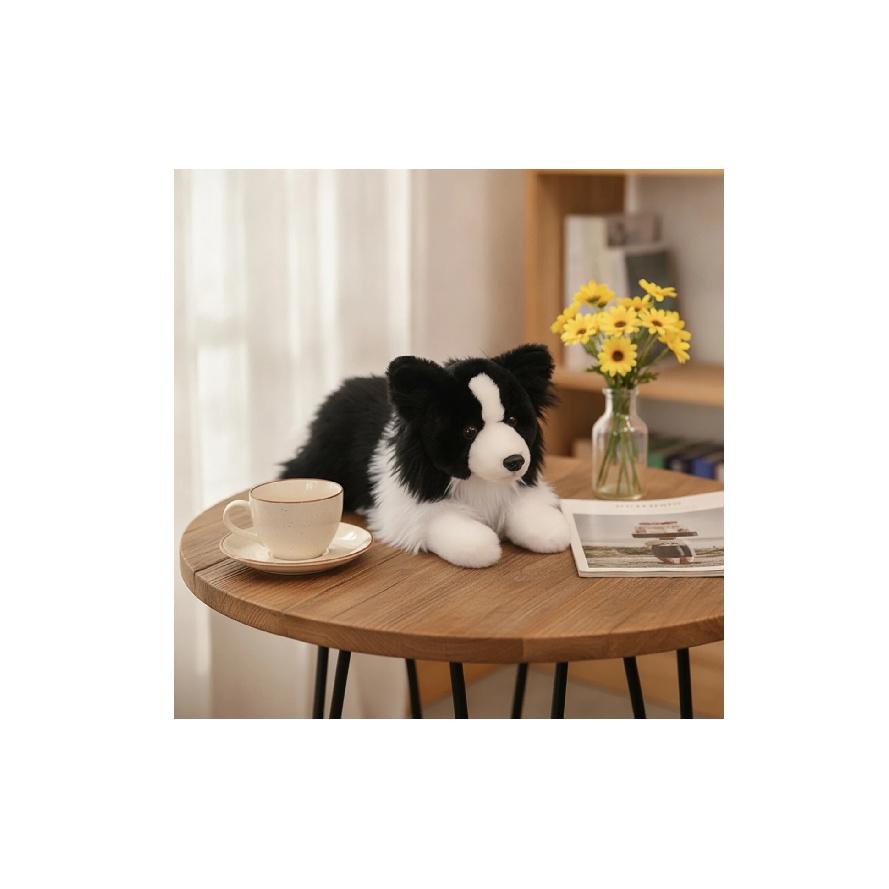 Border Collie Stuffed Animal Dog Realistic Border Collie Stuffed Animal Stuffed Dog with Stuffed Animal Tail Lifelike Soft