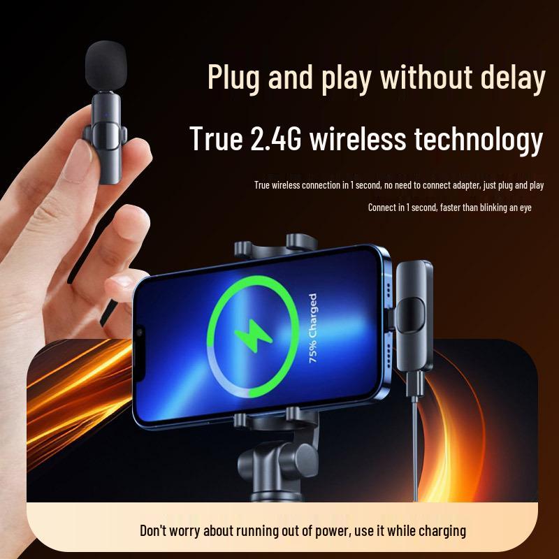 Wireless Lavalier Microphone with High-Definition Sound, Noise Reduction, and Omnidirectional Pickup for Live Streaming